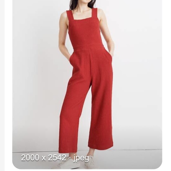 Madewell Texture & Thread tie up jumper jumpsuit red sleeveless Sz 8 - Picture 2 of 9